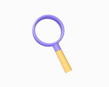 büyüteç bulma ve optik arama simgesi çizgi film biçimi beyaz arkaplan 3d canlandırma kavramı