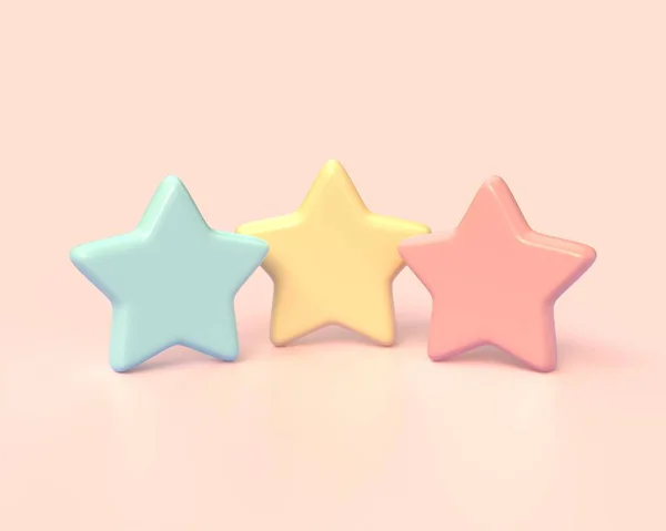 Ikony Hvězd Izolovaném Růžovém Pozadí Vykreslení Ilustrace — Stock fotografie