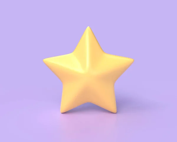 Icono Estrella Amarilla Sobre Fondo Púrpura Aislado Ilustración Renderizado —  Fotos de Stock