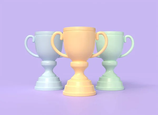 Golden Trophy Cup Cartoon Style Concept Victories Rewards Achieving Goals — Stock Photo, Image