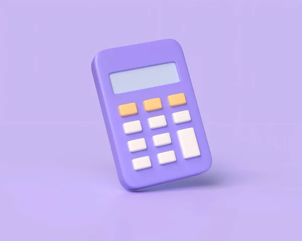 Calculator Icon Cartoon Style Illustration Isolated Purple Background Rendering — ストック写真