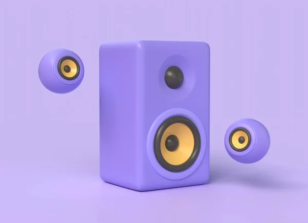 Фіолетова Музична Колонка Мультиплікаційному Стилі Ілюстрація Ізольована Фіолетовому Фоні Візуалізація — стокове фото