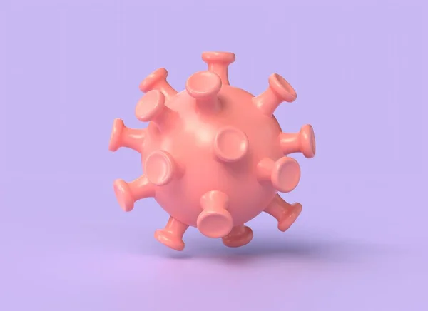 3D病毒细胞或细菌的卡通风格 在紫色背景上孤立的图解 3D渲染 — 图库照片