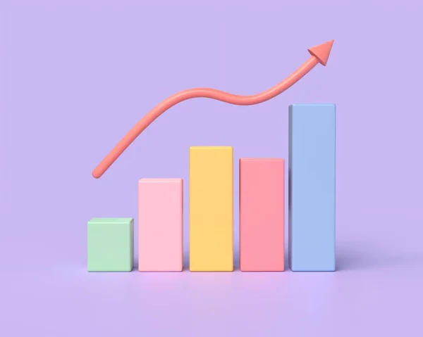 Graph Arrow Icon Cartoon Style Business Finance Growth Analytics Concept — Photo