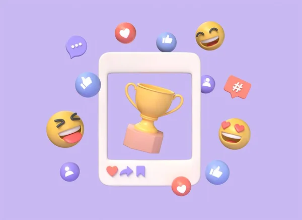 Prize Winner Icon Golden Cup Winners Awards Ceremony Social Network — Stock Photo, Image