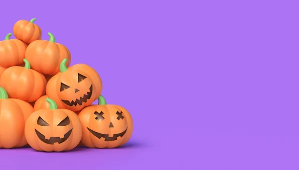 Halloween Realistyczne Dynie Pomarańczowy Rzeźbione Straszny Radosny Uśmiech Ilustracja Odizolowana — Zdjęcie stockowe