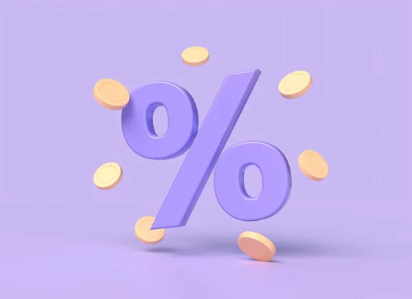 Процентов Иконка Золотые Монеты Percentage Скидка Продажа Продвижение Концепции Иллюстрация — стоковое фото