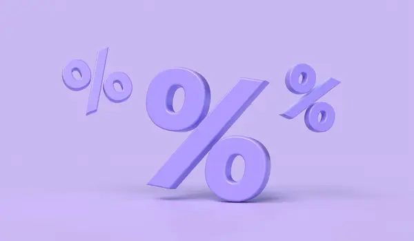Процентов Icon Percentage Скидка Продажа Продвижение Концепции Иллюстрация Выделена Фиолетовом — стоковое фото