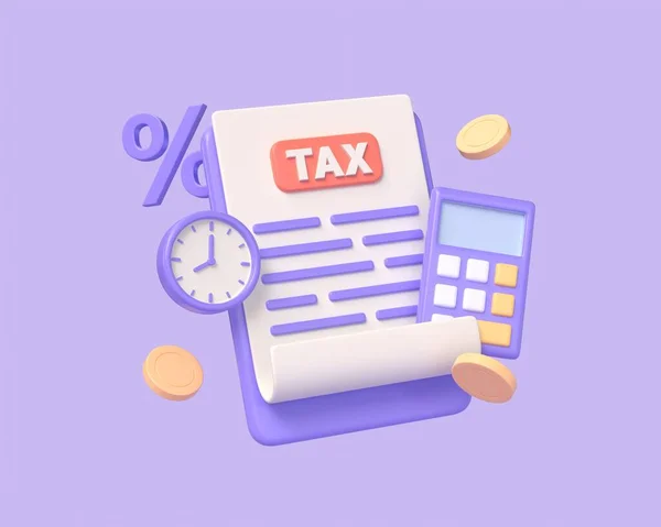 Calculadora Moedas Relógio Sinal Percentual Estilo Cartoon Business Tax Payment — Fotografia de Stock