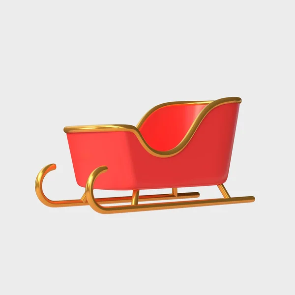 3D款卡通片风格的圣爪雪橇 圣诞节或新年假期的元素或装饰 3D渲染 — 图库照片