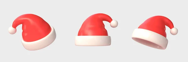 Cappello Rosso Babbo Natale Stile Cartone Animato Elemento Decorazione Natale — Foto Stock