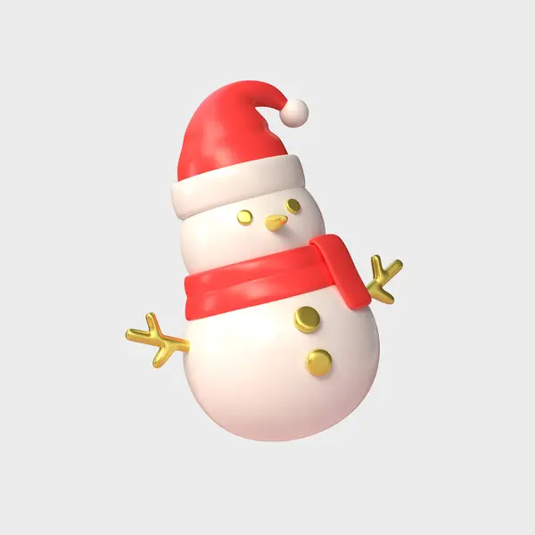 漫画スタイルの3Dスノーマン クリスマスや新年の休日のための要素や装飾 3Dレンダリング — ストック写真