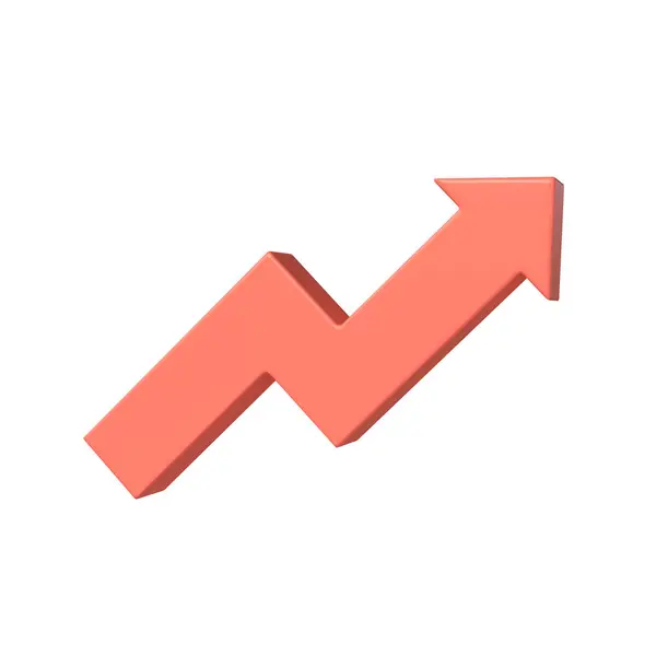 3D icon of a red arrow graph growing upward. business, finance and analytics. 3d rendering