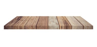 İzole edilmiş beyaz zemin üzerinde ahşap raf boşluk