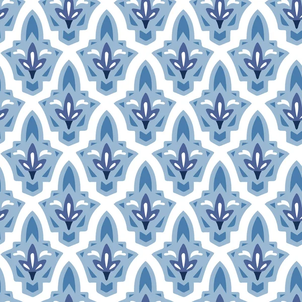 Португальское Azulejo Цветочная Абстрактная Барокко Декоративная Плитка Ручной Рисунок Бледно — стоковый вектор
