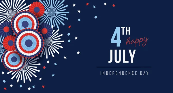 Glücklicher Unabhängigkeitstag Juli Nationalfeiertag Festliche Grußkarte Einladung Feuerwerk Party Dekoration — Stockvektor