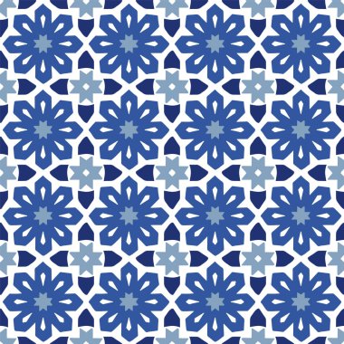 El çizimi yıldızlar, Ramazan Kareem tebrik kartları, İslami arka planlar, kumaş, ağ afişleri için Fas 'a özgü kusursuz desenler oluşturdu. Mavi Portekiz azulejo fayans tasarımı, dekoratif vektör çizimi
