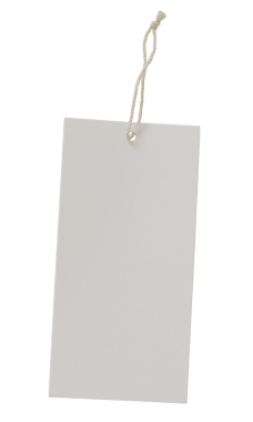 Boş dikdörtgen beyaz hediye etiketi modeli. Şeffaf arkaplanda izole edilmiş halat şablonlu boş desenli kağıt etiketi. Kesik nesneleri damgalamak. İndirim, indirim, doğum günü. Uzayı kopyala Fiyat etiketi.
