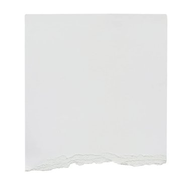 Yırtılmış kağıt parçası şeffaf arkaplanda izole edilmiş. Modern asgari markalaşma kırtasiyesi. Boş ileti notu hatırlatıcı kart şablonu ögesi, iş bürosu grafik nesnesi