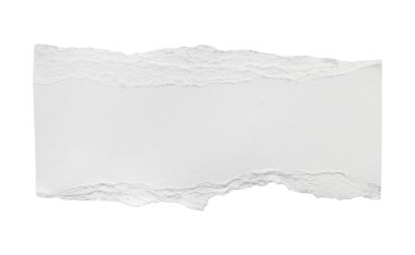 Piece of white ripped torn paper isolated on white background. Modern branding stationery mockup. Empty message note reminder card template Scrapbook element. Business office graphic object