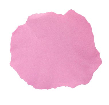 Circular pink torn paper shape with ripped edges on transparent background. Round blank piece of paper. Empty message note reminder template Scrapbook craft element, graphic cut out collage object