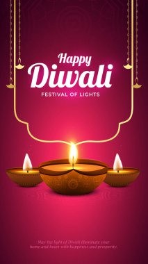 Diwali Havai fişek arka planı. Diwali Işık Davet Vektörü İllüzyonu Festivali. Mutlu Diwali Sosyal Medya Posta Şablonu.