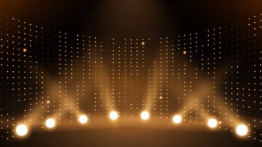 Sahne ışıkları sahne arkası. Soyut spot ışığı arka planı. Sahne ve sunumlar için izole edilmiş parlak ışık ışıkları. Sahnede renkli ışıklar.