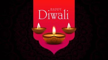 Mutlu Diwali Kutlama Özgeçmişi. Diya Vektör İllüstrasyonlu Diwali Işık Sancakları Festivali. Mutlu Diwali Sosyal Medya Posta Şablonu.