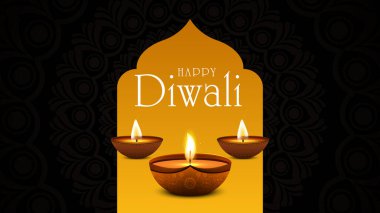 Mutlu Diwali Kutlama Özgeçmişi. Diya Vektör İllüstrasyonlu Diwali Işık Sancakları Festivali. Mutlu Diwali Sosyal Medya Posta Şablonu.