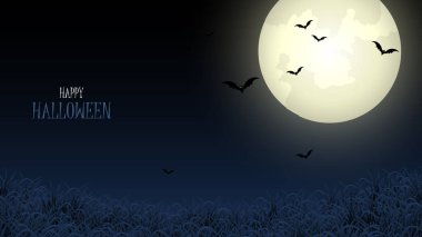 Halloween celebration background with Moon and horror Trees. Horror Halloween Background. Spooky haunted background, scary moon. clipart