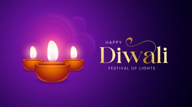 Mutlu Diwali Kutlama Özgeçmişi. Diya Vektör İllüstrasyonlu Diwali Işık Sancakları Festivali. Mutlu Diwali Sosyal Medya Posta Şablonu.