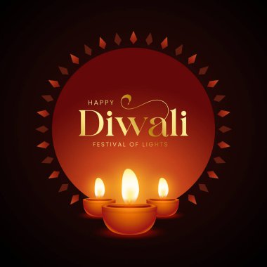 Mutlu Diwali Kutlama Özgeçmişi. Diya Vektör İllüstrasyonlu Diwali Işık Sancakları Festivali. Mutlu Diwali Sosyal Medya Posta Şablonu.