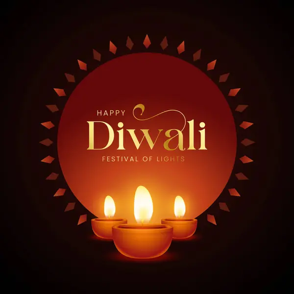 Mutlu Diwali Kutlama Özgeçmişi. Diya Vektör İllüstrasyonlu Diwali Işık Sancakları Festivali. Mutlu Diwali Sosyal Medya Posta Şablonu.