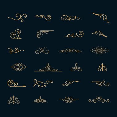 Klasik lüks ayrıştırıcılar ve klasik nesneler. Golden Dividers. Fotoğraf ve slaytlar için altın kenarlı fotoğraf çerçevesi. Fotoğraf çerçevesi basit tasarım altın çerçeve