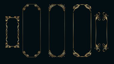 Klasik lüks ayrıştırıcılar ve klasik nesneler. Golden Dividers. Fotoğraf ve slaytlar için altın kenarlı fotoğraf çerçevesi. Fotoğraf çerçevesi basit tasarım altın çerçeve