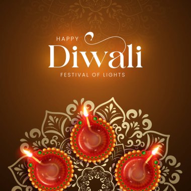 Mutlu Diwali Kutlama Özgeçmişi. Diya Vektör İllüstrasyonlu Diwali Işık Sancakları Festivali. Mutlu Diwali Sosyal Medya Posta Şablonu.