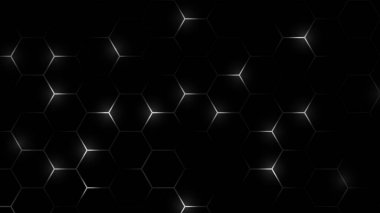 Altıgen şebeke teknolojisi. Altıgen siber uzay yeşil arka plan. Altıgen oyun vektör teknikleri çizimi siyah soyut arkaplan.