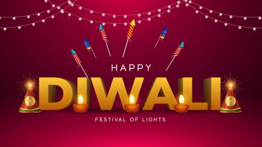 Mutlu Diwali Kutlama Özgeçmişi. Diya Vektör İllüstrasyonlu Diwali Işık Sancakları Festivali. Mutlu Diwali Sosyal Medya Posta Şablonu.