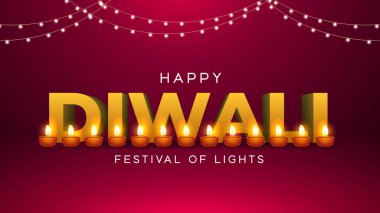 Mutlu Diwali Kutlama Özgeçmişi. Diya Vektör İllüstrasyonlu Diwali Işık Sancakları Festivali. Mutlu Diwali Sosyal Medya Posta Şablonu.