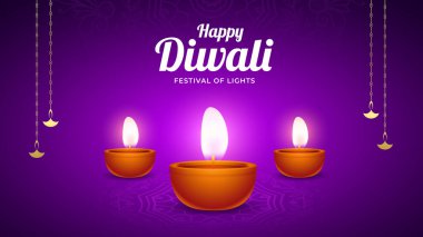 Mutlu Diwali Kutlama Özgeçmişi. Diya Vektör İllüstrasyonlu Diwali Işık Sancakları Festivali. Mutlu Diwali Sosyal Medya Posta Şablonu.