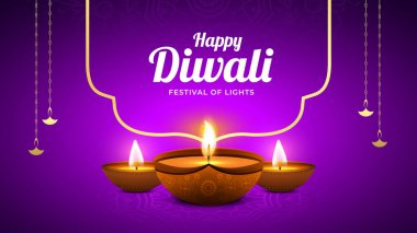 Mutlu Diwali Kutlama Özgeçmişi. Diya Vektör İllüstrasyonlu Diwali Işık Sancakları Festivali. Mutlu Diwali Sosyal Medya Posta Şablonu.