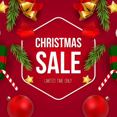 Noel Satışı Podyum Arkaplanı ve Satılık Noel İndirimi konsepti. İndirimli Noel koleksiyonu.