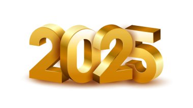 Balon ve yıldız vektörü Mutlu Yıllar 2025 metin tasarımlı mutlu yıllar 2025. Gerçekçi 3 boyutlu yeni yıl 2025 vektör tasarımı.