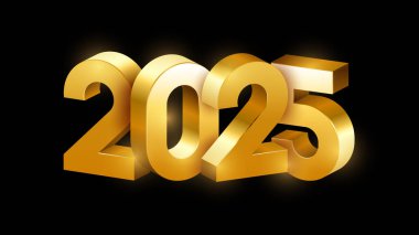 Balon ve yıldız vektörü Mutlu Yıllar 2025 metin tasarımlı mutlu yıllar 2025. Gerçekçi 3 boyutlu yeni yıl 2025 vektör tasarımı.