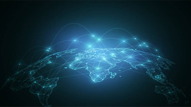 Küresel iş dünyasının dünya haritası ve kompozisyon kavramı. Genel ağ bağlantısı. Vektör Resimleri Serbest Vektörü