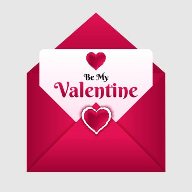 Sevgililer Günü tasarımı. Gerçekçi pembe kalpler. Dekoratif nesnelerle dolu hediye kutusunu aç. Sevgililer Günü 'nüz kutlu olsun. vektör tasarımı.