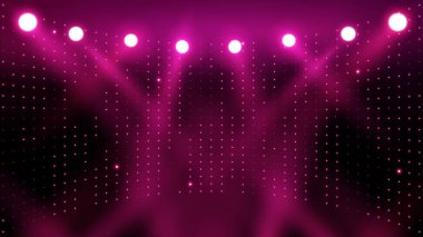 Sahne ışıkları sahne arkası. Soyut spot ışığı arka planı. Sahne ve sunumlar için izole edilmiş parlak ışık ışıkları. Sahnede renkli ışıklar.