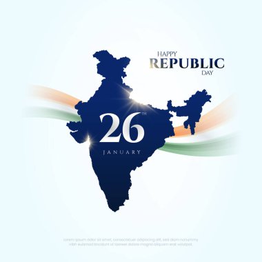 26 Ocak - Mutlu Cumhuriyet Günü Kutlama Vektörü Tasarımı. Ulusal renk ve sembolle Cumhuriyet Günü 'nü selamlıyoruz..