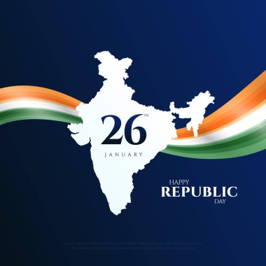 26 Ocak - Mutlu Cumhuriyet Günü Kutlama Vektörü Tasarımı. Ulusal renk ve sembolle Cumhuriyet Günü 'nü selamlıyoruz..