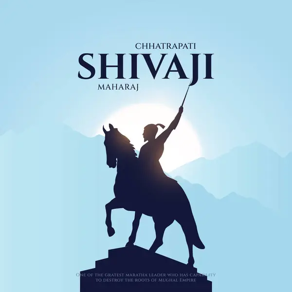 Mutlu Chhatrapati Shivaji Maharaj Jayanti Bayrak Tasarımı. Shivaji Jayanti Metin ve Maratha İmparatorluğu Vektör Tasarımı ile Kutlama Arkaplanı. Chattrapati Shivaji Maharaj Jayanti 'nin vektör çizimi.